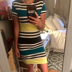 French Connection Striped Fitted Mini Dress